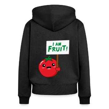 Je suis Fruit - Sweat à capuche zippé Premium bio Femme - noir - Dos - Julia (174cm)