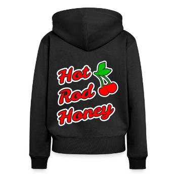 Miel Hot Rod - Sweat à capuche zippé Premium bio Femme - noir - Dos - Julia (174cm)