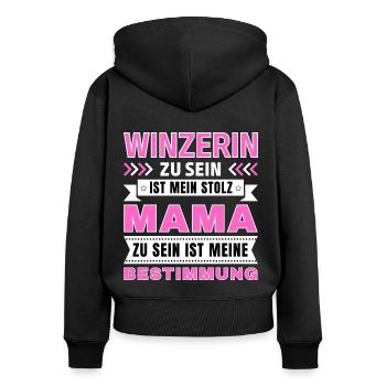Winzerin zu sein ist mein Stolz; Mama Geschenk - Frauen Premium Bio Zip Hoodie - Schwarz - Hinten - Julia (174cm)