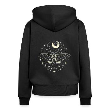 Magische Motte, spirituell - Frauen Premium Bio Zip Hoodie - Schwarz - Hinten - Julia (174cm)