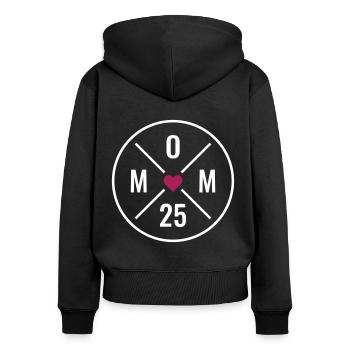 Mom 25 Baby Mutter Muttertag Geschenk Mama 2025 - Frauen Premium Bio Zip Hoodie - Schwarz - Hinten - Julia (174cm)