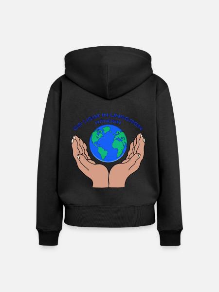 Save the World - Frauen Premium Bio Zip Hoodie - Schwarz