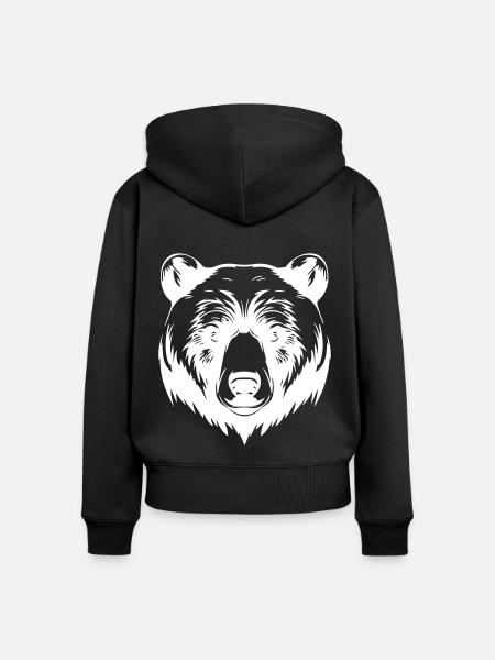 Bär Grizzly Tier - Frauen Premium Bio Zip Hoodie - Schwarz