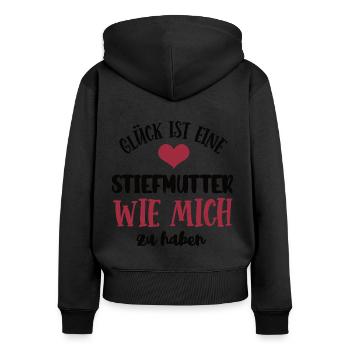 Stiefmutter Danke Dankeschön Geburtstag Stiefmama - Frauen Premium Bio Zip Hoodie - Schwarz - Hinten - Julia (174cm)