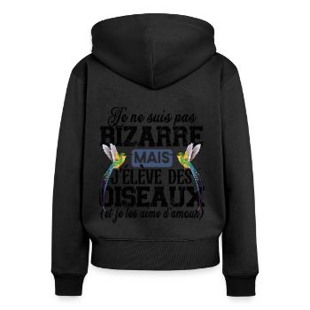 Oiseau Animal Bec Cadeau Humour Moineau Mésange - Sweat à capuche zippé Premium bio Femme - noir - Dos - Julia (174cm)