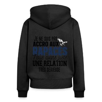 Rapace Oiseau Proie Aigle Faucon Cadeau Fauconnier - Sweat à capuche zippé Premium bio Femme - noir - Dos - Julia (174cm)
