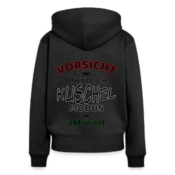 Kuschel Modus aktiviert - Frauen Premium Bio Zip Hoodie - Schwarz - Hinten - Julia (174cm)