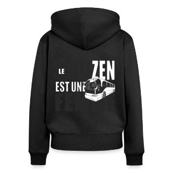 Cadeau femme conductrice de bus conductrice de car - Sweat à capuche zippé Premium bio Femme - noir - Dos - Julia (174cm)