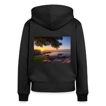Sunset - The silence by the sea - Women's Premium Organic Zip Hoodie - black - Back - Julia (174cm)