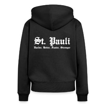 St. Pauli Harder Better Faster Strong Hamburg - Women's Premium Organic Zip Hoodie - black - Back - Julia (174cm)