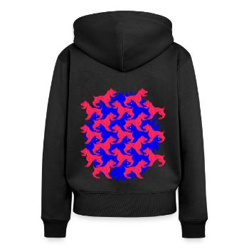 blue and red Dog - Frauen Premium Bio Zip Hoodie - Schwarz - Hinten - Julia (174cm)