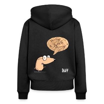 kleiner Klugscheißer - Frauen Premium Bio Zip Hoodie - Schwarz - Hinten - Julia (174cm)
