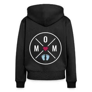 MOM Herz Baby Babyfüße Mutter Liebe Muttertag Mama - Frauen Premium Bio Zip Hoodie - Schwarz - Hinten - Julia (174cm)