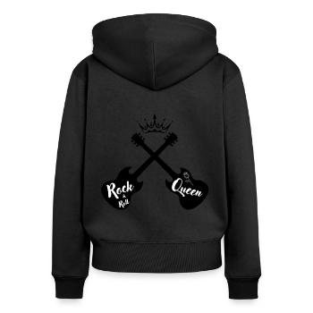 Rock 'n' Roll Queen - Frauen Premium Bio Zip Hoodie - Schwarz - Hinten - Julia (174cm)
