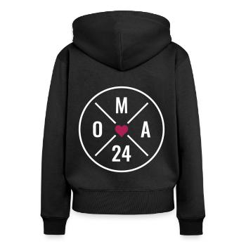 Oma 24 - Oma Herz - Oma 2024 - Frauen Premium Bio Zip Hoodie - Schwarz - Hinten - Julia (174cm)