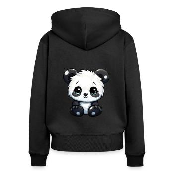 Panda mignon - Sweat à capuche zippé Premium bio Femme - noir - Dos - Julia (174cm)