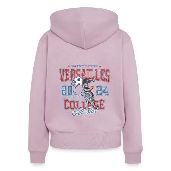 Football All Star College Team Sports - Sweat à capuche zippé Premium bio Femme - rose poudré - Dos - Julia (174cm)