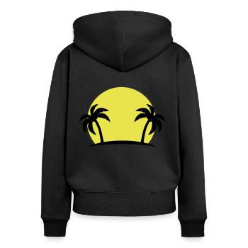 palmiers de l'île - Sweat à capuche zippé Premium bio Femme - noir - Dos - Julia (174cm)