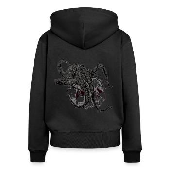 Oktopus Kraken auf einem Totenschädel Geschenk - Frauen Premium Bio Zip Hoodie - Schwarz - Hinten - Julia (174cm)