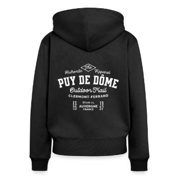 Puy de Dome Outdoor Trail Clermont Ferrand - Sweat à capuche zippé Premium bio Femme - noir - Dos - Julia (174cm)