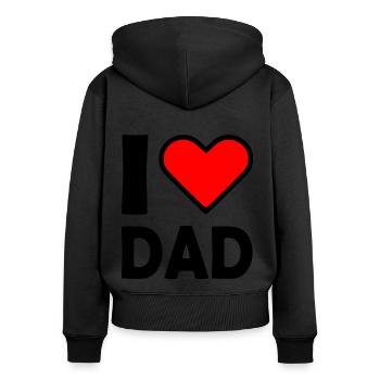 I love dad - Sweat à capuche zippé Premium bio Femme - noir - Dos - Julia (174cm)