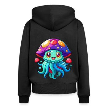 Méduse mignonne - Sweat à capuche zippé Premium bio Femme - noir - Dos - Julia (174cm)