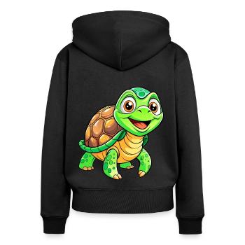Méga Tortue Mignonne - Sweat à capuche zippé Premium bio Femme - noir - Dos - Julia (174cm)