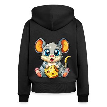 Cheese Loving Mouse - Women's Premium Organic Zip Hoodie - black - Back - Julia (174cm)
