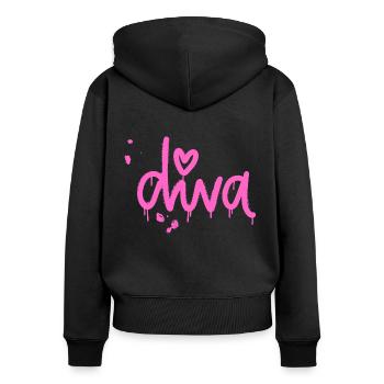 Diva - Women's Premium Organic Zip Hoodie - black - Back - Julia (174cm)
