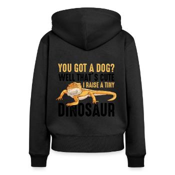 Bartagame saying reptiles lizard gifts - Women's Premium Organic Zip Hoodie - black - Back - Julia (174cm)