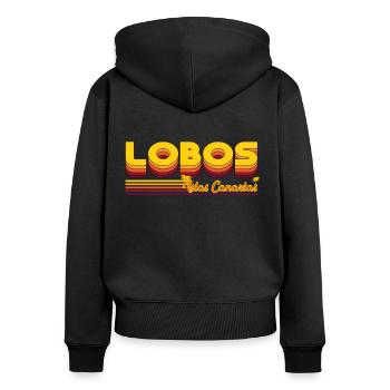 Lobos Kanarische Insel Design - Frauen Premium Bio Zip Hoodie - Schwarz - Hinten - Julia (174cm)