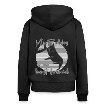 Mon bouledogue est mon meilleur ami - High Five ! - Sweat à capuche zippé Premium bio Femme - noir - Dos - Julia (174cm)