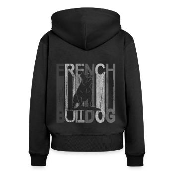 Maman bouledogue français - Les mamans aiment leurs Frenchies - Sweat à capuche zippé Premium bio Femme - noir - Dos - Julia (174cm)