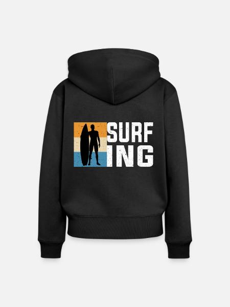 Surfing - Frauen Premium Bio Zip Hoodie - Schwarz