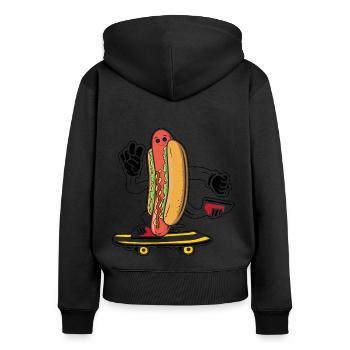 Hot Dog Skateboarder Skateboard skateboard skateboard - Sweat à capuche zippé Premium bio Femme - noir - Dos - Julia (174cm)