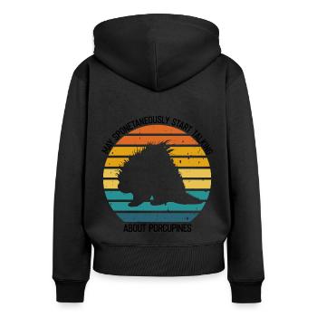 Stachelschweine Designs für Tierliebhaber Nagetier - Frauen Premium Bio Zip Hoodie - Schwarz - Hinten - Julia (174cm)