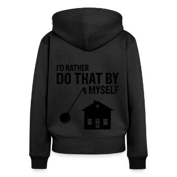 Conception de démolition de maisons et rénovation de maisons - Sweat à capuche zippé Premium bio Femme - noir - Dos - Julia (174cm)