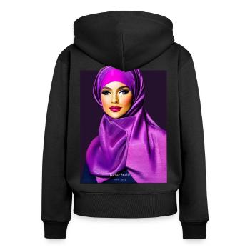 Hijab Bae tshirt pullover cap tasse etc kunstdruck - Frauen Premium Bio Zip Hoodie - Schwarz - Hinten - Julia (174cm)