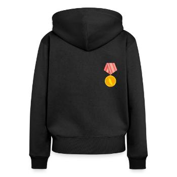 Serrano Medaille - Frauen Premium Bio Zip Hoodie - Schwarz - Hinten - Julia (174cm)