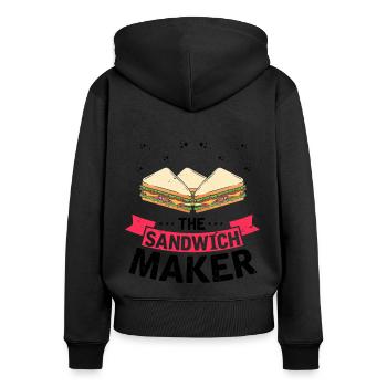 Sandwich Macher Grillen Papa BBQ Sandwich - Frauen Premium Bio Zip Hoodie - Schwarz - Hinten - Julia (174cm)