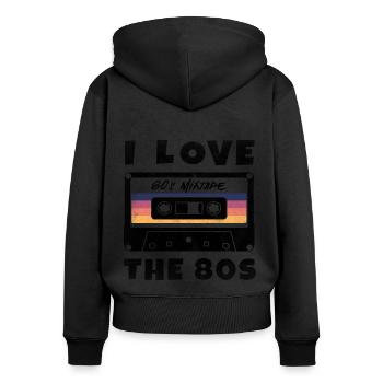 I Love The 80s 80er Jahre Musik Kassette Mixtape - Frauen Premium Bio Zip Hoodie - Schwarz - Hinten - Julia (174cm)
