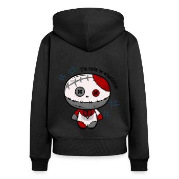 Poupée magique « Je suis mignonne ou autre » - Sweat à capuche zippé Premium bio Femme - noir - Dos - Julia (174cm)