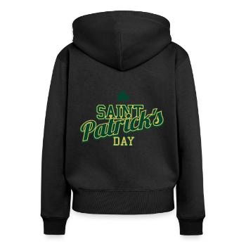 St. Patricks Day - Frauen Premium Bio Zip Hoodie - Schwarz - Hinten - Julia (174cm)