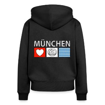 München mit Herz - Frauen Premium Bio Zip Hoodie - Schwarz - Hinten - Julia (174cm)