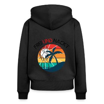 Frei und Nackt - Frauen Premium Bio Zip Hoodie - Schwarz - Hinten - Julia (174cm)