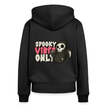 Gruselige Stimmung Halloween - Frauen Premium Bio Zip Hoodie - Schwarz - Hinten - Julia (174cm)