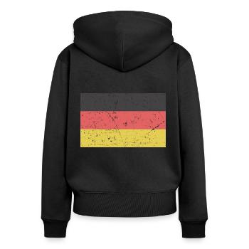 Deutschlandfahne verkratzt Vintage Retro Flagge - Frauen Premium Bio Zip Hoodie - Schwarz - Hinten - Julia (174cm)