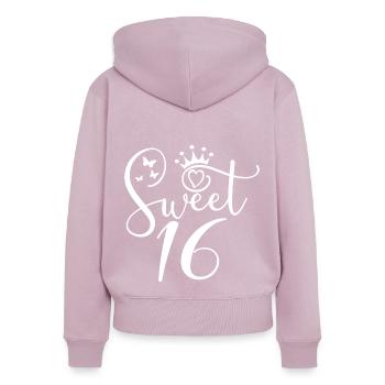 Süßes sechzehn süßes Geschenk zum 16. Geburtstag 16 Jahre alt - Frauen Premium Bio Zip Hoodie - Altrosa - Hinten - Julia (174cm)