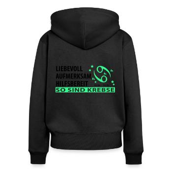 Sternzeichen Krebs - Eigenschaften - Frauen Premium Bio Zip Hoodie - Schwarz - Hinten - Julia (174cm)