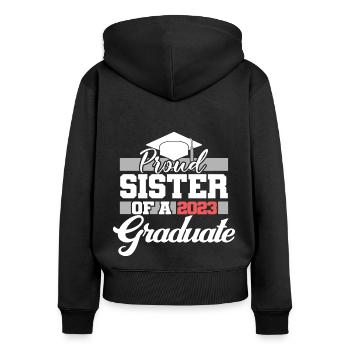 Stolze Schwester eines Abschlussgeschenks 2023 - Frauen Premium Bio Zip Hoodie - Schwarz - Hinten - Julia (174cm)